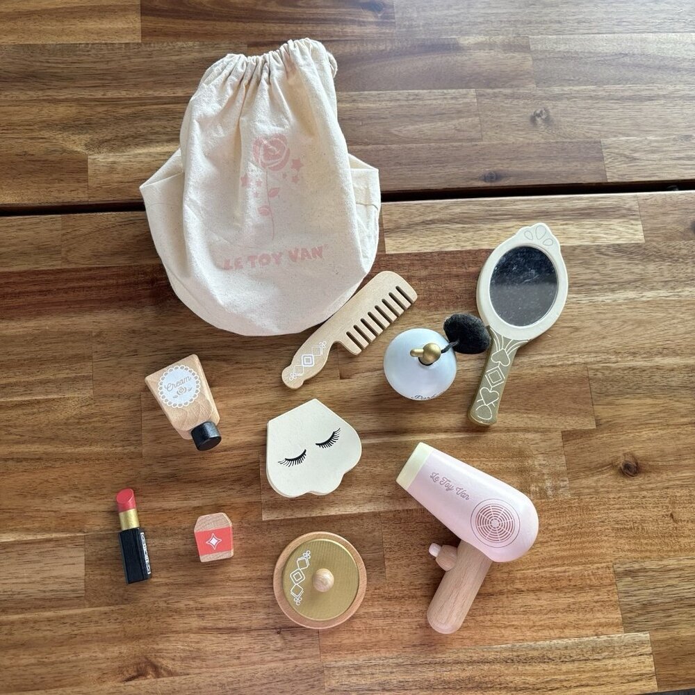 Le Toy Van Wooden Cosmetic Set With Bag Toy PREOWNED‎ MISSING PIECES
